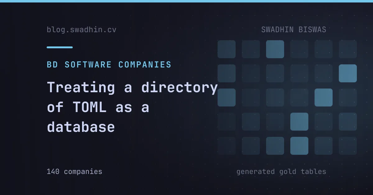 Treating a directory of TOML as a database