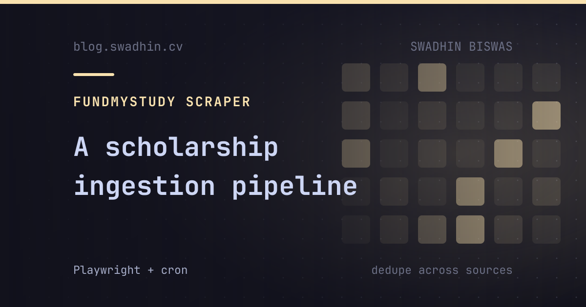 A scholarship ingestion pipeline that dedupes across three sources